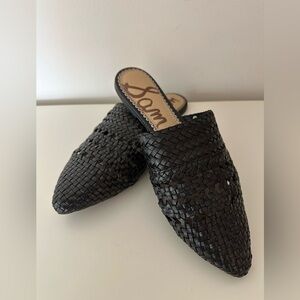 Sam Edelman Black Woven Leather Mules
